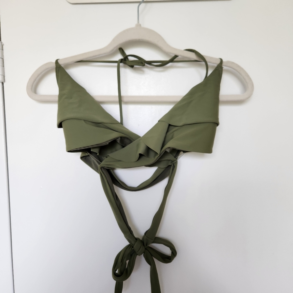Aerie Green Wrap Bikini Top